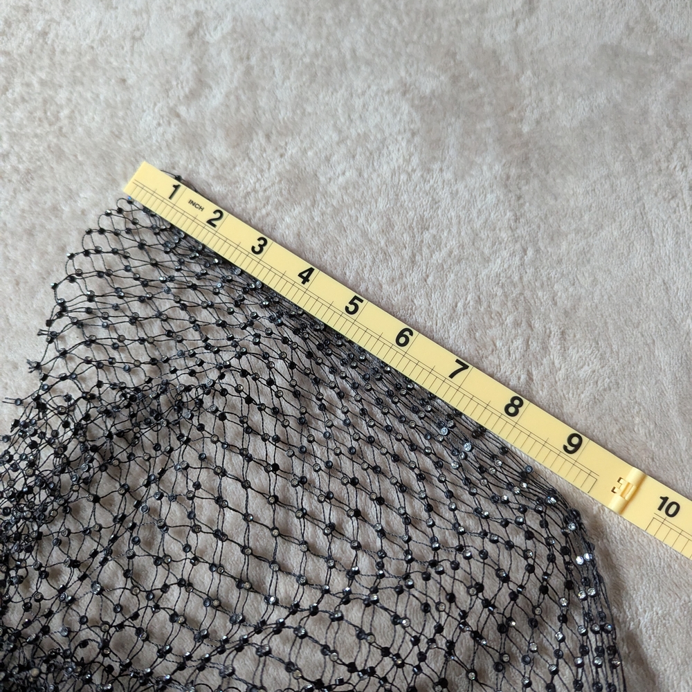 Black Mesh Rhinestone Crop Top - Picture 8 of 9